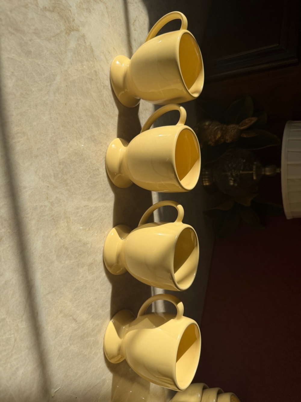 SET OF FOUR Gail Pittman Hospitality Butter Ceramic Mugs